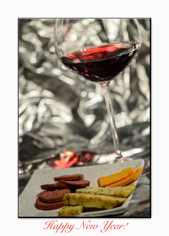 cheese and summer sausage with wine